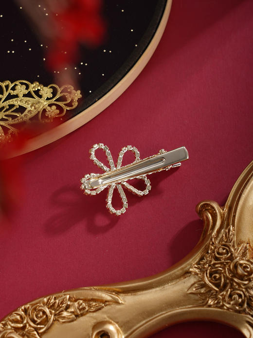 子佩集【小花仙】珍珠惜王妃发夹【HBFJ027】8mm珠镀金五瓣花2601 商品图4