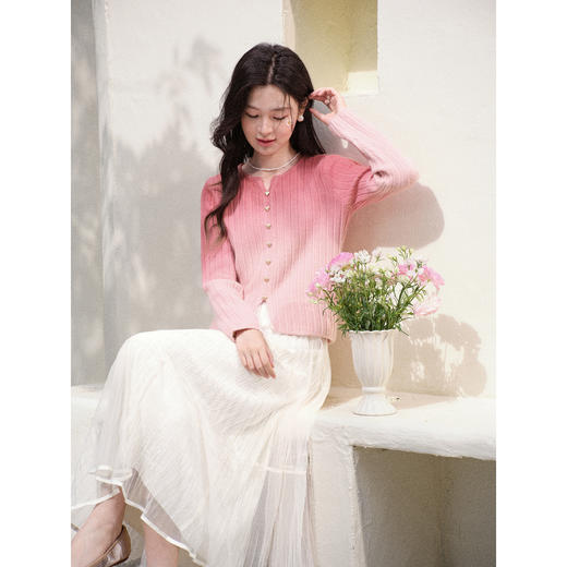 鹿向南「暖光曳步」杏色轻薄a字半身裙女春新款宽松显瘦高腰纱裙 商品图2