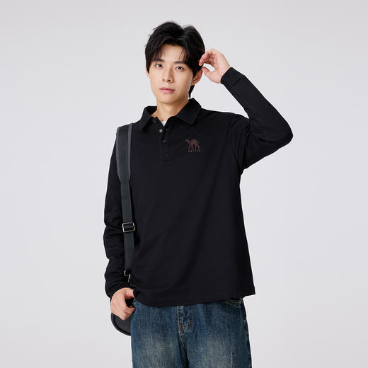 gxgjeans 男装长袖POLO衫2025秋款日常百搭垂顺透气亲肤男士打底衫上衣K&C 商品图3