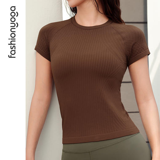 F13309Q弹条纹一体织短袖（不含胸垫） 商品图4