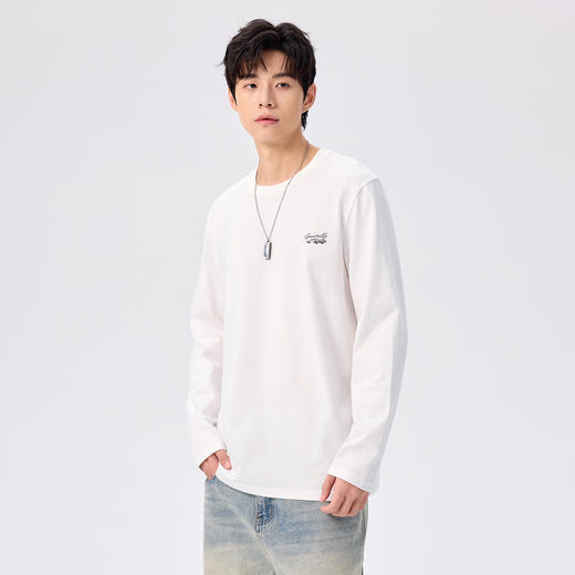 gxgjeans 男装【棉100%】情侣款长袖T恤25秋款舒适叠穿内搭男士打底衫K&C 商品图4