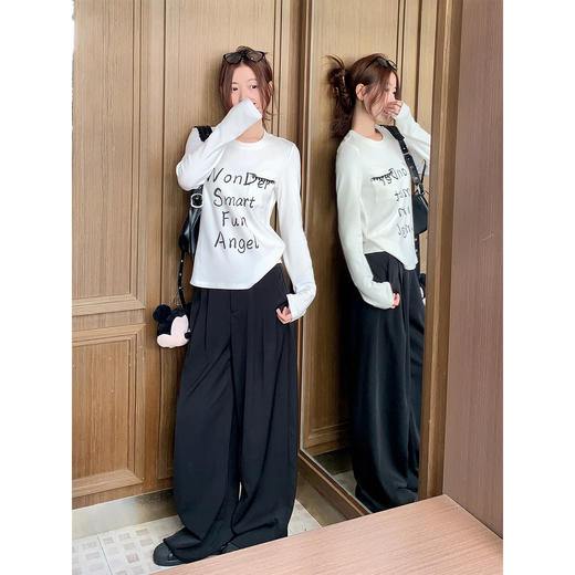 <曾小咸推荐>现货秒杀 ！微信超特价！韩系字母印花磨毛打底衫 日常129.99 立减70 秒杀59.99！！ 商品图3