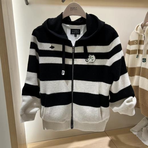 PG家早春新款女士条纹绵羊毛混纺针织外套来啦！韩版原单❗️客供纱线🧶，舒适与温暖同行！！采用宽间距+不同宽窄横向间色！避免了通身条纹的膨胀感！ 商品图1