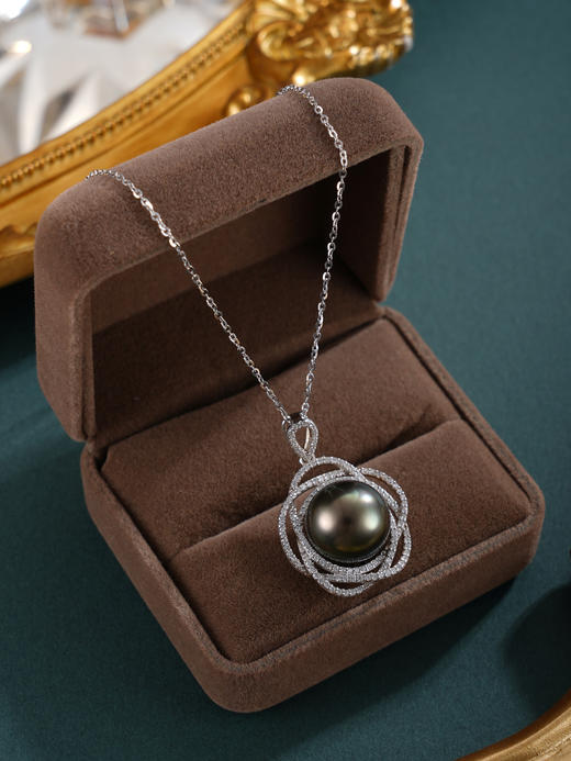 子佩集【圆满爱恋】银S925珍珠惜王妃套链【HJYDZ006】13mm珠黑珠花绕2601 商品图8