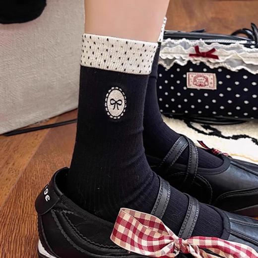 <曾小咸推荐>撞色刺绣蝴蝶结 日常价89/4双！ 活动价49/4双！【预售款，预计3-15天发货】 商品图3