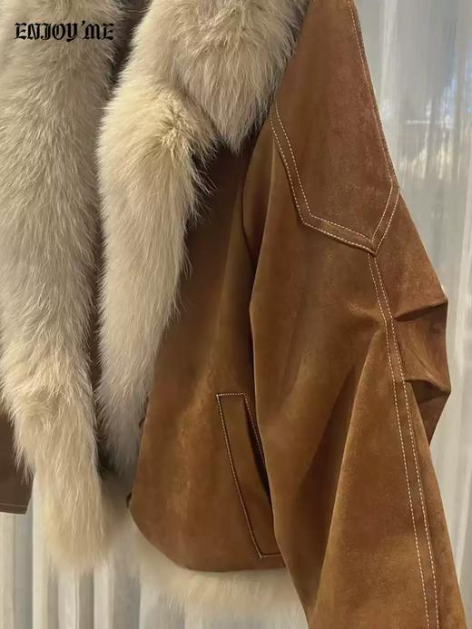 【门店同款】ENJOY冬季“游牧漫寻”焦糖拿铁皮草外套 168996008 商品图5