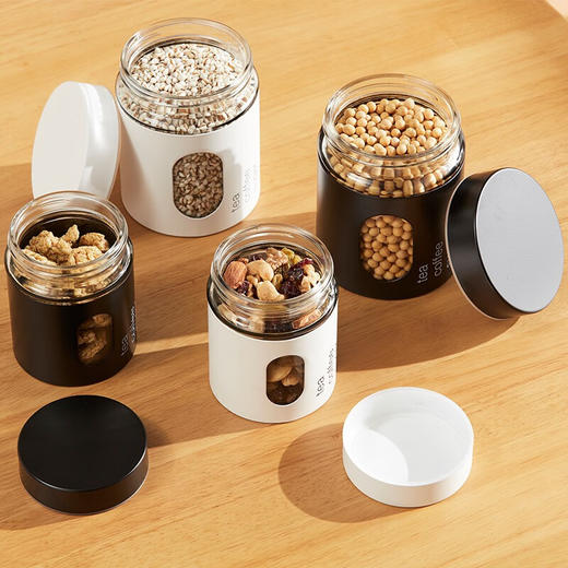 储存罐储物罐茶叶罐咖啡豆铁皮玻璃罐STM 商品图1