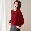 温柔慵懒风红色圆领蝴蝶结宽松毛衣CC3369 商品缩略图3
