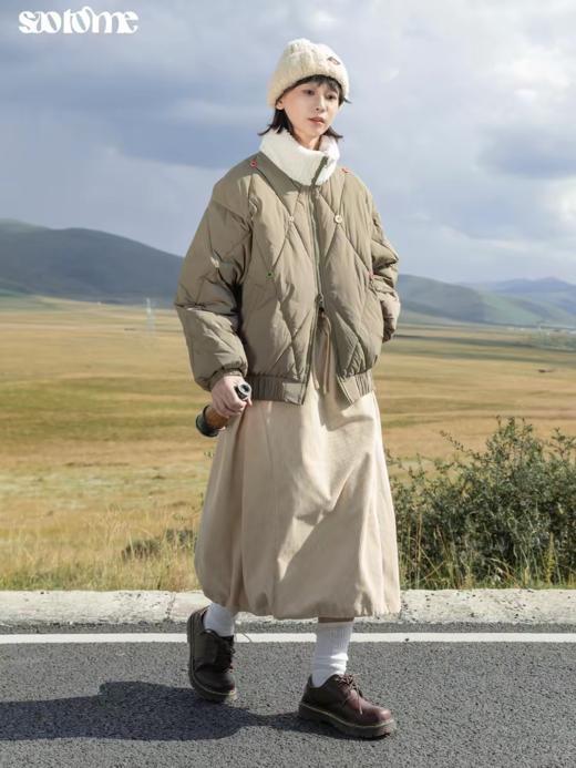 早乙女惠子saotome/STMMF244398/彩色纽扣菱形格绗棉棉服 商品图3