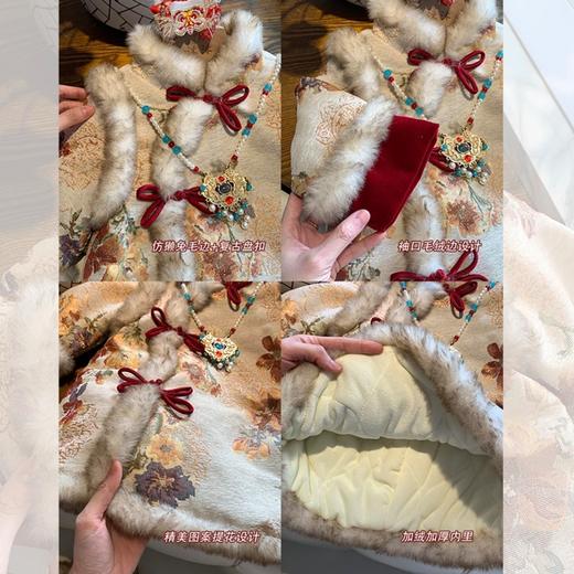 唐装拜年服女童汉服秋冬儿童周岁礼服宝宝喜庆过年衣服中国风 商品图6