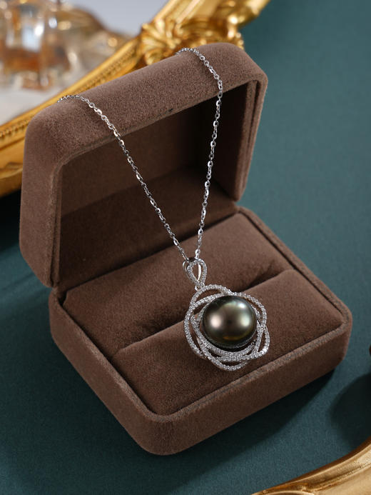 子佩集【圆满爱恋】银S925珍珠惜王妃套链【HJYDZ006】13mm珠黑珠花绕2601 商品图2