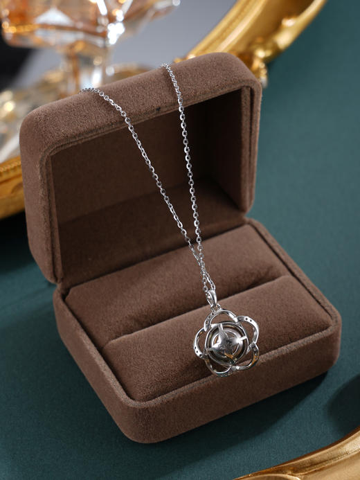 子佩集【花开墨恋】银S925珍珠惜王妃套链【HJYDZ008】10.5mm珠黑珠花绕五瓣花2601 商品图4