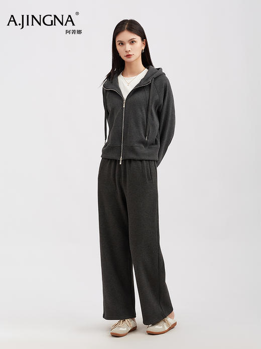 【松弛感套装】阿菁娜冬季新款显瘦松弛感套装连帽卫衣+阔腿裤亲肤面料可拆分多穿法F30D230009 商品图3