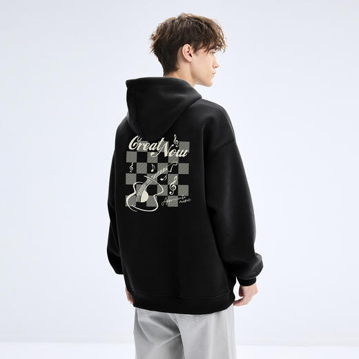 gxgjeans 男装男士连帽卫衣25秋款宽松简约百搭校园通勤印花套头卫衣打底衫男K&C 商品图3