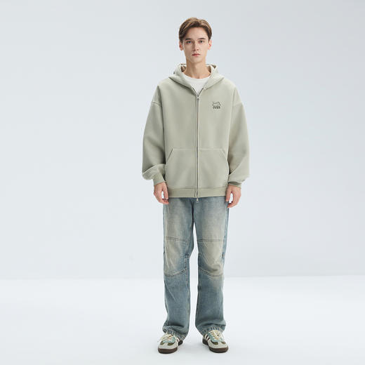 gxgjeans 男装男士开衫连帽卫衣25秋款简约时尚百搭宽松拉链校园通勤外套男K&C 商品图4