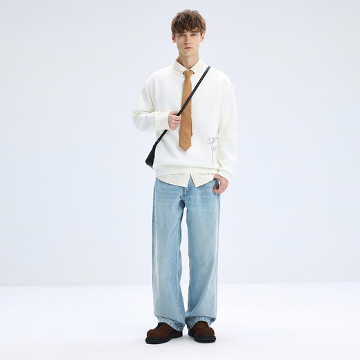 gxgjeans 男装【肌理感面料】男士圆领卫衣25秋款个性绣花时尚百搭青少年打底K&C 商品图1