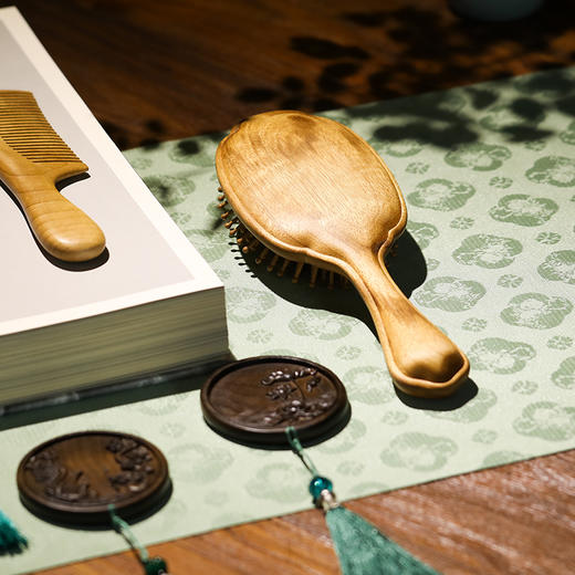 帝王之木金丝楠，金玉满堂如意梳&随身镜 商品图0