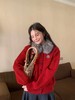 F011392秋冬毛领刺绣拉链软糯亲肤针织毛衣外套女 商品缩略图5