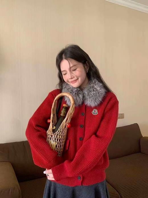 F011392秋冬毛领刺绣拉链软糯亲肤针织毛衣外套女 商品图5