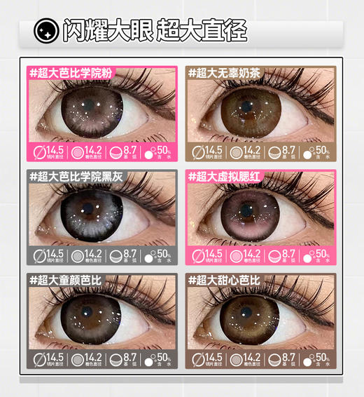 新品【元气少女系列日抛】Obalen欧巴兰百搭自然美瞳网红款高分子玻尿酸日抛合集隐形近视眼镜6片装 商品图1