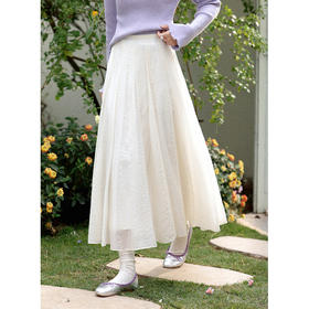 鹿向南「春日絮核」设计感白色半身裙女春季新款高腰显瘦长款裙子