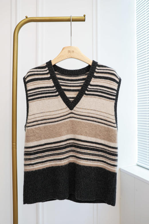 园游会|复古拼色叠穿羊绒马甲 商品图0