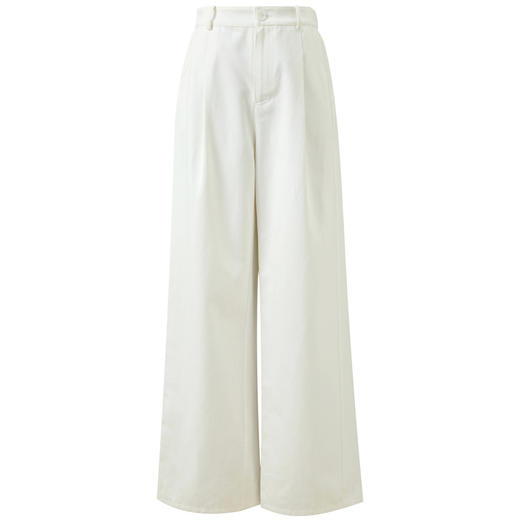 【莱赛尔】三彩2026春季新款休闲裤长裤宽松高腰直筒裤小白裤M 商品图4