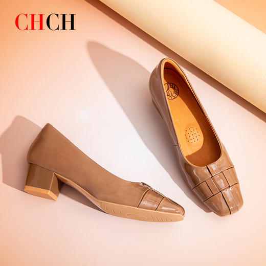CHCH平衡鞋2025秋冬新款漆皮编织女式单鞋CP2B5081 商品图1