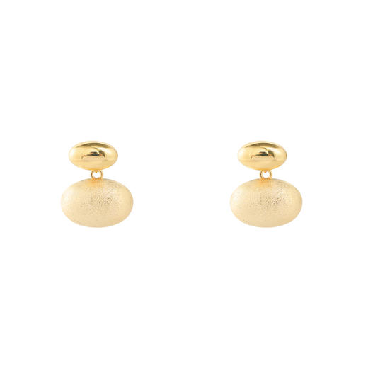 三彩2026新款双层椭圆耳环S925银针肌理闪面极简复古轻熟通勤约会 商品图3