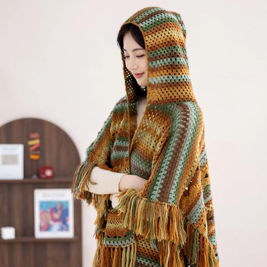 苏苏姐家林屿连帽披肩手工diy编织钩针印象莫奈毛线团自制材料包 商品图3