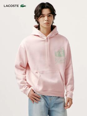 【7折】5楼Lacoste法国鳄鱼男女同款时尚印花加绒落肩连帽套头卫衣SH6406-98-ADY吊牌价1590惊爆价1113