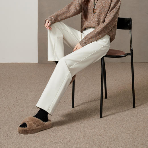 【加绒-九分-直筒裤】逸阳冬保暖贝贝绒暖糯厚实九分高弹烟管直筒裤4907 商品图2