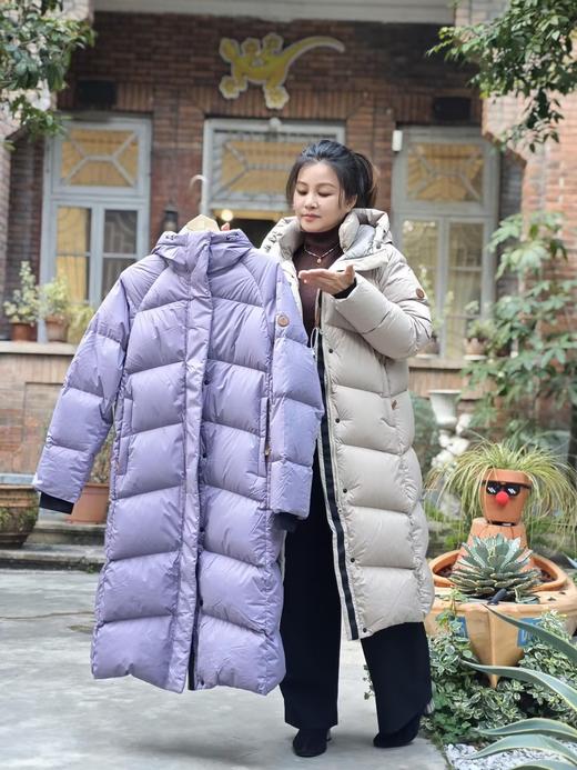 君羽800蓬鹅绒服女长款过膝冬新款加厚防风超长羽绒服外套I52296羽绒大衣 商品图0