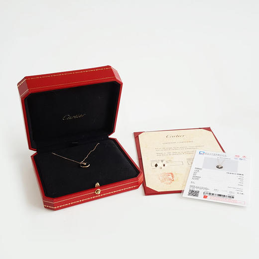 【95新】Cartier卡地亚Amulette de Cartier项链B3047200玫瑰金镶钻黑玛瑙护身符项链链长约41cm，吊坠直径12mm女士 060126AK19 商品图1