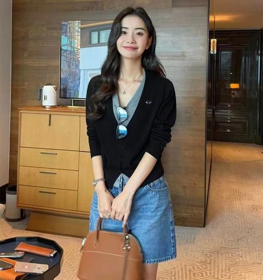F011393温柔撞色假两件内搭设计V领针织开衫女款 商品图6