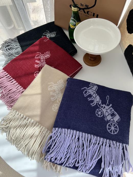 点此购买 蔻驰经典马车Logo双面双色围巾 ssy 339761 商品图0