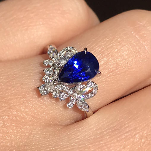 水滴皇家蓝戒指〔花漾〕 商品图0