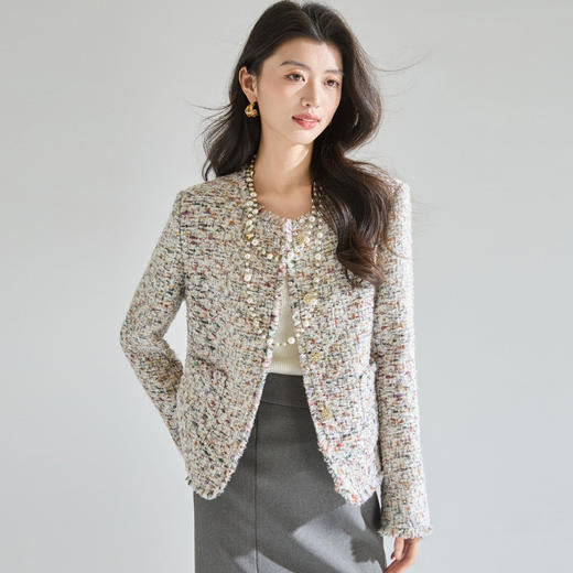 「高货sh」全新升级【铂金会员404/天猫539/差价135】(03519)洛诗琳气质羊毛花纱小香风外套2026春季高级感气质短外套 商品图4