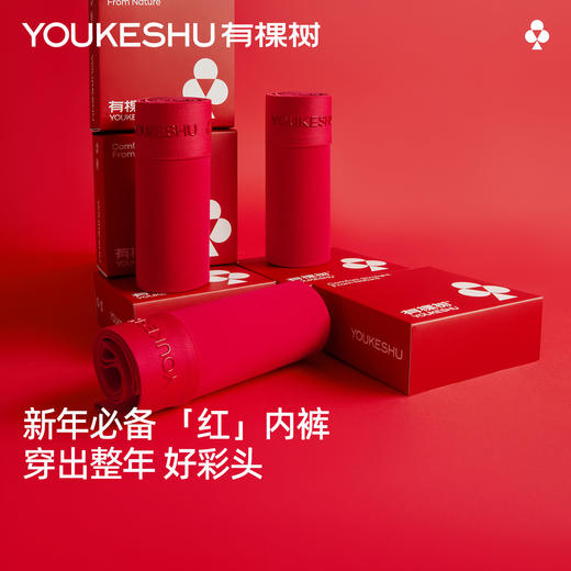 有棵树抗菌莫代尔新年本命年男士平角内裤3条装-U1012 商品图0