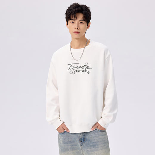 gxgjeans 男装男士2025秋款圆领卫衣简约休闲潮流内搭外穿青少年打底上衣K&C 商品图2