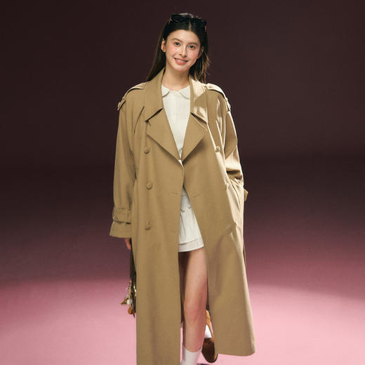 Ariseism 美式复古高级感修身中长款风衣外套女冬季新款上衣 商品图0