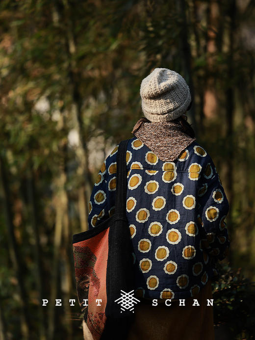 Petit Schan小闪 CLO#1028 Fried eggs 煎鸡蛋 高支苎麻印花绵羊毛厚外套 商品图4