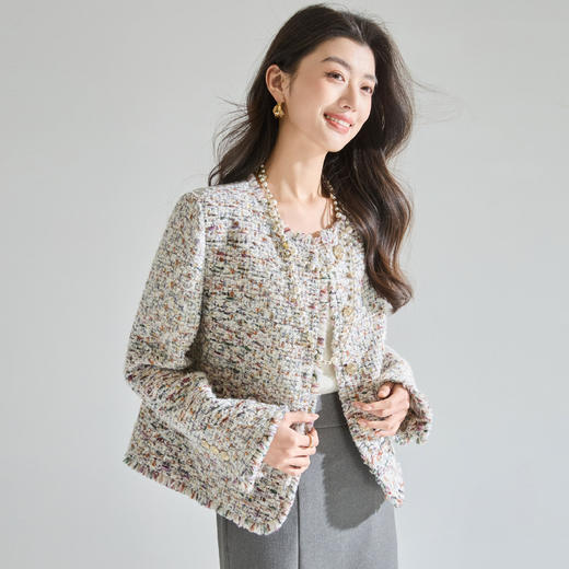 「高货sh」全新升级【铂金会员404/天猫539/差价135】(03519)洛诗琳气质羊毛花纱小香风外套2026春季高级感气质短外套 商品图2