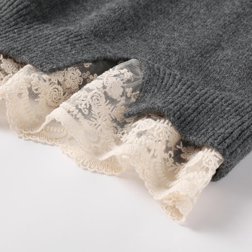 奢姿大码女装2026春季时尚蕾丝设计圆领针织衫胖妹妹气质减龄上衣9854670713 商品图4