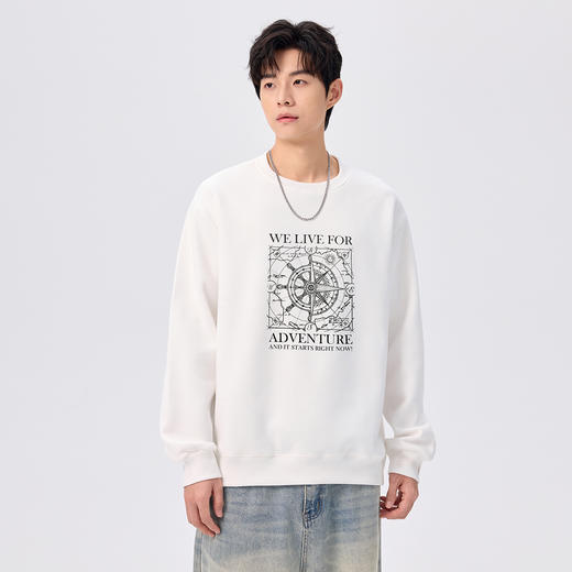 gxgjeans 男装25秋款男士圆领卫衣柔软亲肤简约百搭印花卫衣校园通勤打底衫男K&C 商品图1