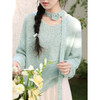 鹿向南「午夜圆舞」慵懒风花朵飘带挂脖绿色V领针织衫上衣女春季 商品缩略图4