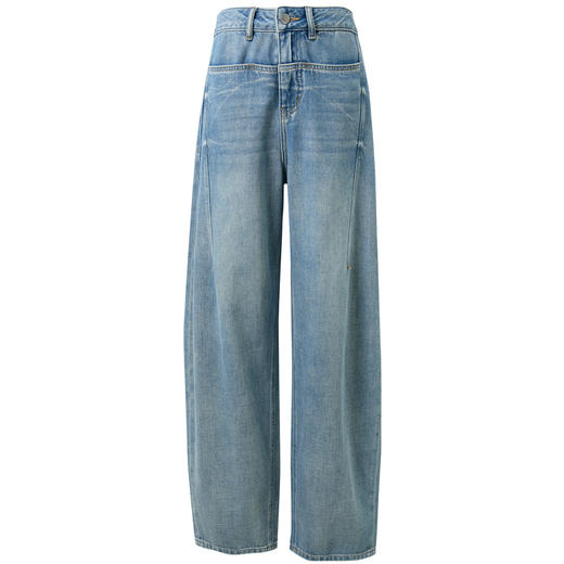 【100棉】三彩2026春季新款休闲牛仔裤宽松弯刀裤高腰长裤设计感M 商品图4