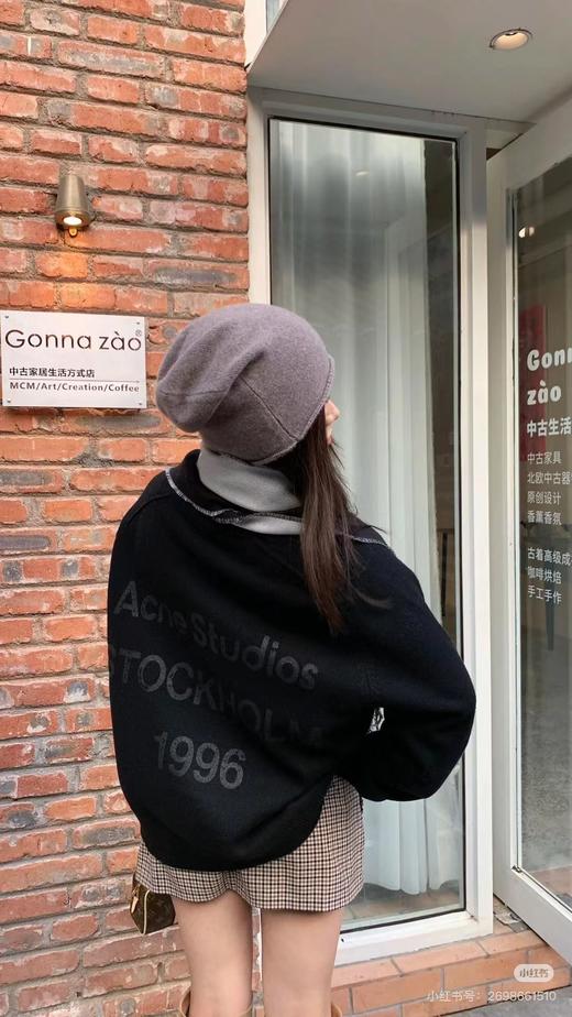 F011306新款暗黑破坏字母标语1996重磅羊毛混纺针织毛衣男女同款 商品图5