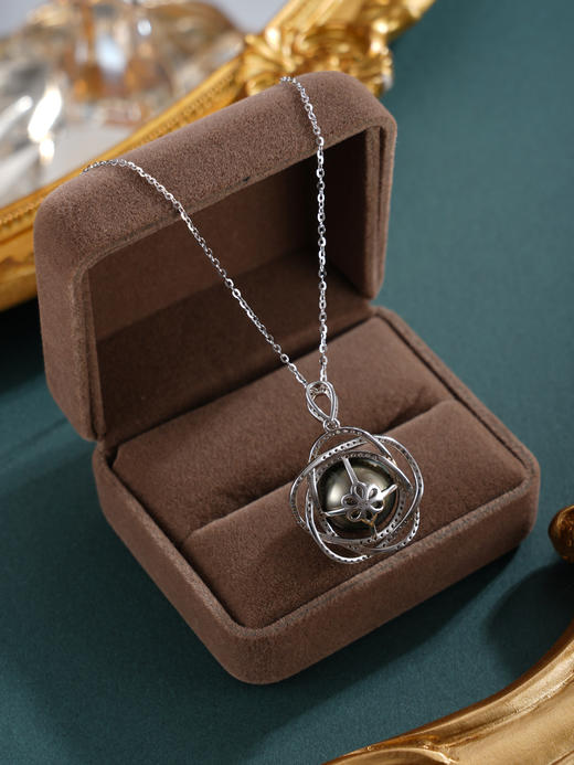 子佩集【圆满爱恋】银S925珍珠惜王妃套链【HJYDZ006】13mm珠黑珠花绕2601 商品图4