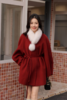 【门店同款】ENJOY冬季“午马”狐狸毛领系带收腰大衣 169443501 商品缩略图0